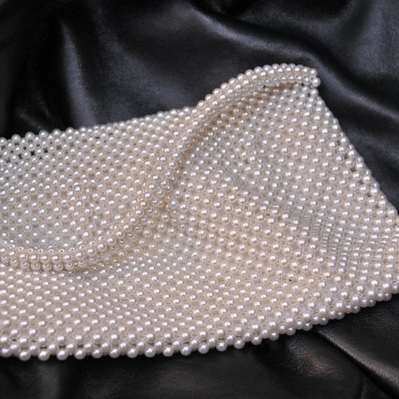 Vintage Pearl  Flap Evening Bag w/ Pearl Clasp - Picture 3 of 8